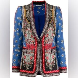 $495 Alice + Olivia - Macey Fitted Strong Shoulder Blazer Palace Daffodil